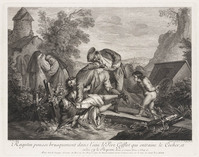 KG 13002
<br/>
Ragotin duwt de priester in het water.
<br/>
<em>Pater, Jean-Baptiste (1695-1736)</em>